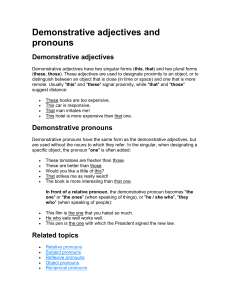 Demonstrative adjectives and pronouns