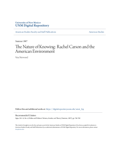 Norwood The Nature of Knowing. Rachel Carson and American Environment