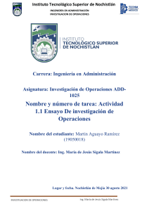 Ensayo investigacion de operaciones Aguayo Martin