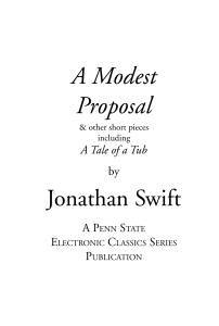 Jonathan Swift - A Modest Proposal
