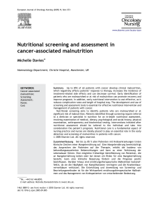 Nutritional screening and assessment in cancer-associated malnutrition DVIES 2005