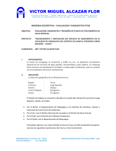 Evaluación y Diagnóstico PTAR Coraguaya, Tacna