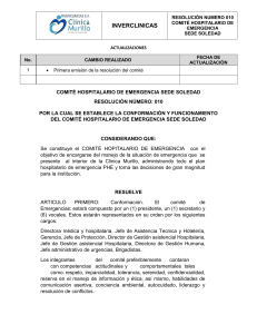 COMITE HOSPITALARIO DE EMERGENCIA SOLEDAD
