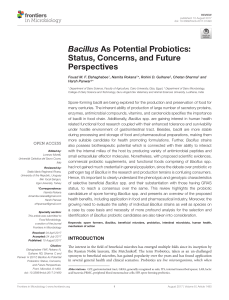 Bacillus As Potential Probiotics Status Concerns and Future Perspectives