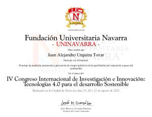 Certificado: Riesgos Qu&iacute;micos en Gasoliner&iacute;as - Congreso
