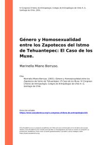 Género y Homosexualidad entre los Zapotecos del Istmo de Tehuantepec