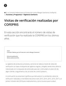 Visitas de verificación realizadas por COFEPRIS   Comisión Federal para la Protección contra Riesgos Sanitarios   Gobierno   gob.mx