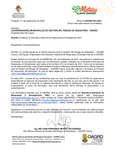 Oficio CMGRD Invitacion - Inscripción Simulacro 2021