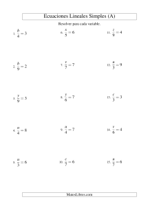 Ejercicio de  Ecuaciones lineales simples