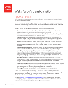 Wells Fargo Transformation 2016-2019
