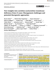 New insights Carnitine acylcarnitine deficiency