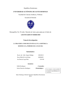  Monografía La Piaratería como delito penal en República Dominicana 2012- Julio 2014  