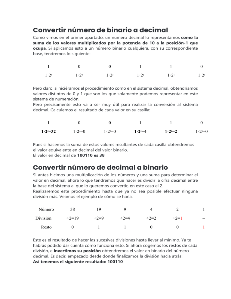 Convertir Número De Binario A Decimal