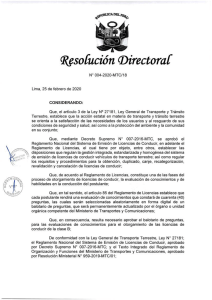 Resoluci&oacute;n Directoral: Balotario para Licencia de Conducir Clase B