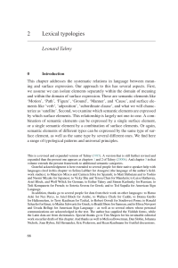 Lexical Typologies, Talmy [Timothy Shopen - Language Typology and Syntactic Description  Volume 3, Grammatical Categories and the Lexicon]