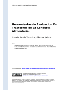 Losada, Analia Veronica y Marmo, Julieta (2013). Herramientas de Evaluacion En Trastornos de La Conducta Alimentaria