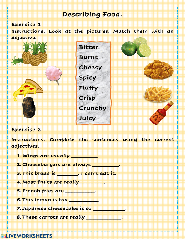 adjectives-to-describe-food-worksheet