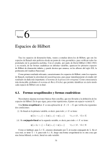 Espacios de Hilbert: Formas Sexquilineales y Productos Escalares