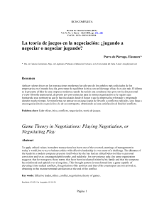 Eleonora Parra-La teoría de juegos en la negociación, ¿jugando a negociar o negociar jugando 