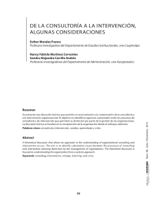 Morales, F.   Martínez, N. (2015) De la consultoría a la intervención. Gestión y estrategia, 2015