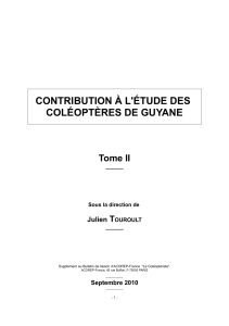 CONTRIBUTION À L'ÉTUDE DES COLÉOPTÈRES DE GUYANE Tome II