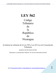 Código Tributario de Nicaragua, Ley 562 (Reformado)