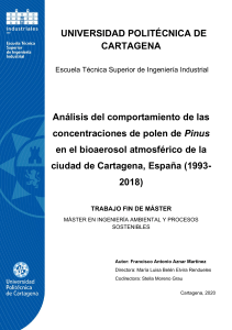 Análisis del comportamiento de las  concentraciones de polen de Pinus  en el bioaerosol atmosférico de la  ciudad de Cartagena, España (1993- 2018) 