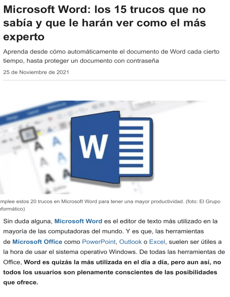 Microsoft Word 15 Trucos Que Harán Ver Experto 8p