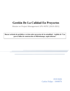 Articulo de periodico - Proyecto Hidroelectrica Colombia  -  Carlos Felipe