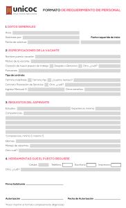 FORMATO DE REQUERIMIENTO DE PERSONAL