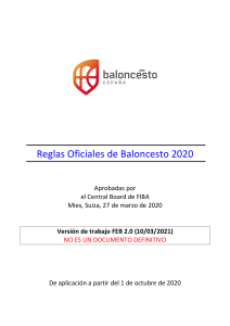 Reglas Oficiales de Baloncesto FIBA 2020 Version FEB