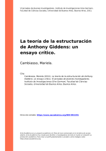 Cambiasso, Mariela (2011). La teoria de la estructuracion de Anthony Giddens un ensayo critico