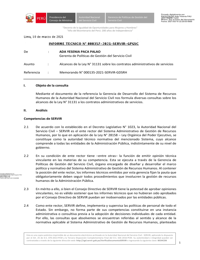 INFORME TECNICO N° 000357-2021-SERVIR-GPGSC