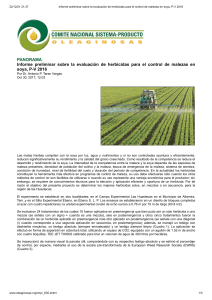 Informe preliminar sobre la evaluación de herbicidas para el control de malezas en soya, P-V 2016