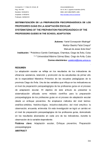 SISTEMATIZACIÓN DE LA PREPARACIÓN PSICOPEDAGÓGICA DE LOS PROFESORES GUÍAS EN LA ADAPTACIÓN ESCOLAR