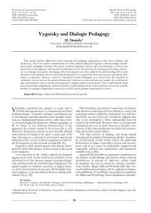 Vygotsky and Dialogic Pedagogy