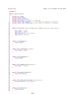 Articulo.java: Java klasa za upravljanje stavkama/proizvodima