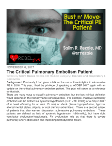 The Critical Pulmonary Embolism Patient 