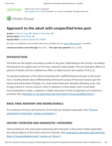 Approach to the adult with unspecified knee pain - UpToDate