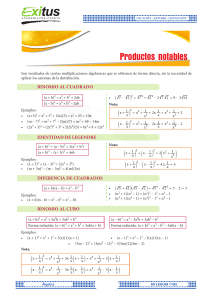 algebra PRODUCTOS NOTABLES
