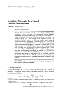 Mitchell J. Feigenbaum - Quantitative Universality for a Class of Nonlinear Transformation