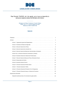 ESTRUCTURA ORGANIZATIVA DEL MINISTERIO DE INTERIOR real decreto 734-2020 de 4 de agosto