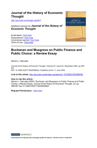 Buchanan and Musgrave on Public Finance and Public Choice: A Review Essay