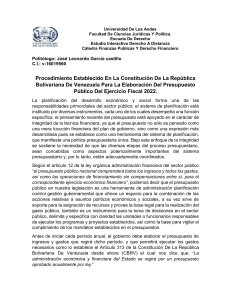 Procedimiento Establecido En La Constitución De La República Bolivariana De Venezuela Para La Elaboración Del Presupuesto Público Del Ejercicio Fiscal 2022.