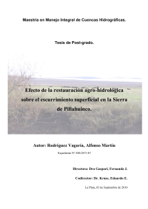 Efecto Restauraci&oacute;n Agro-Hidrol&oacute;gica en Escorrent&iacute;a Sierra Pillahuinco