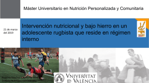 Sport nutrition case rugby player Caso clinico en rugby