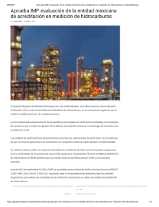 Aprueba IMP evaluación de la entidad mexicana de acreditación en medición de hidrocarburos   Global Energy