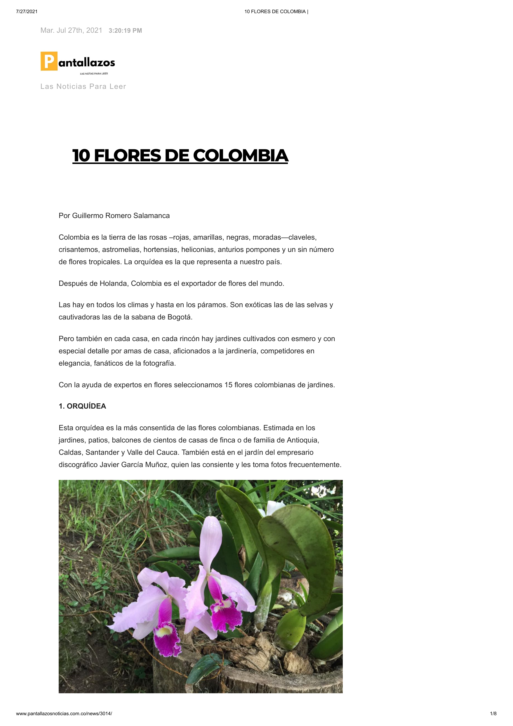 10 FLORES DE COLOMBIA