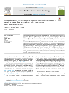 Imagined empathy and anger intensity: Distinct emotional implications of  perceiving that a close versus distant other is privy to an anger-inducing experience 