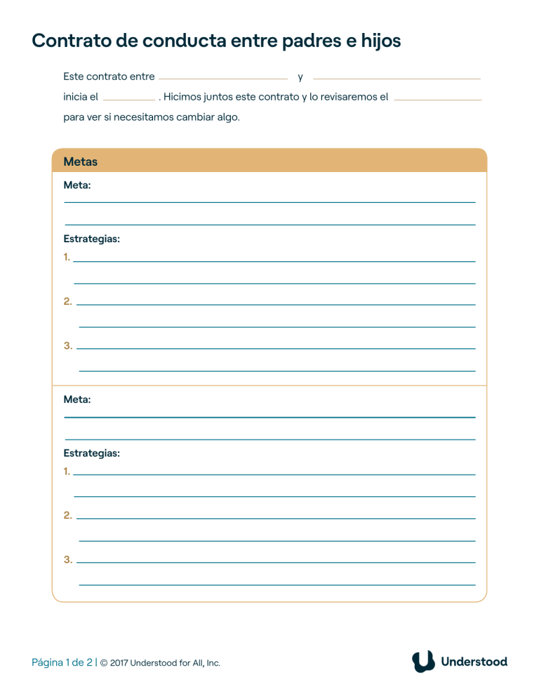 Contrato De Conducta Entre Padres E Hijos Understood